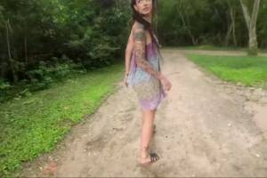Tattooed Beauty Goes To The Forest. She Has A Surprise In Her Ass!